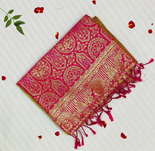 Pink and Light green zari